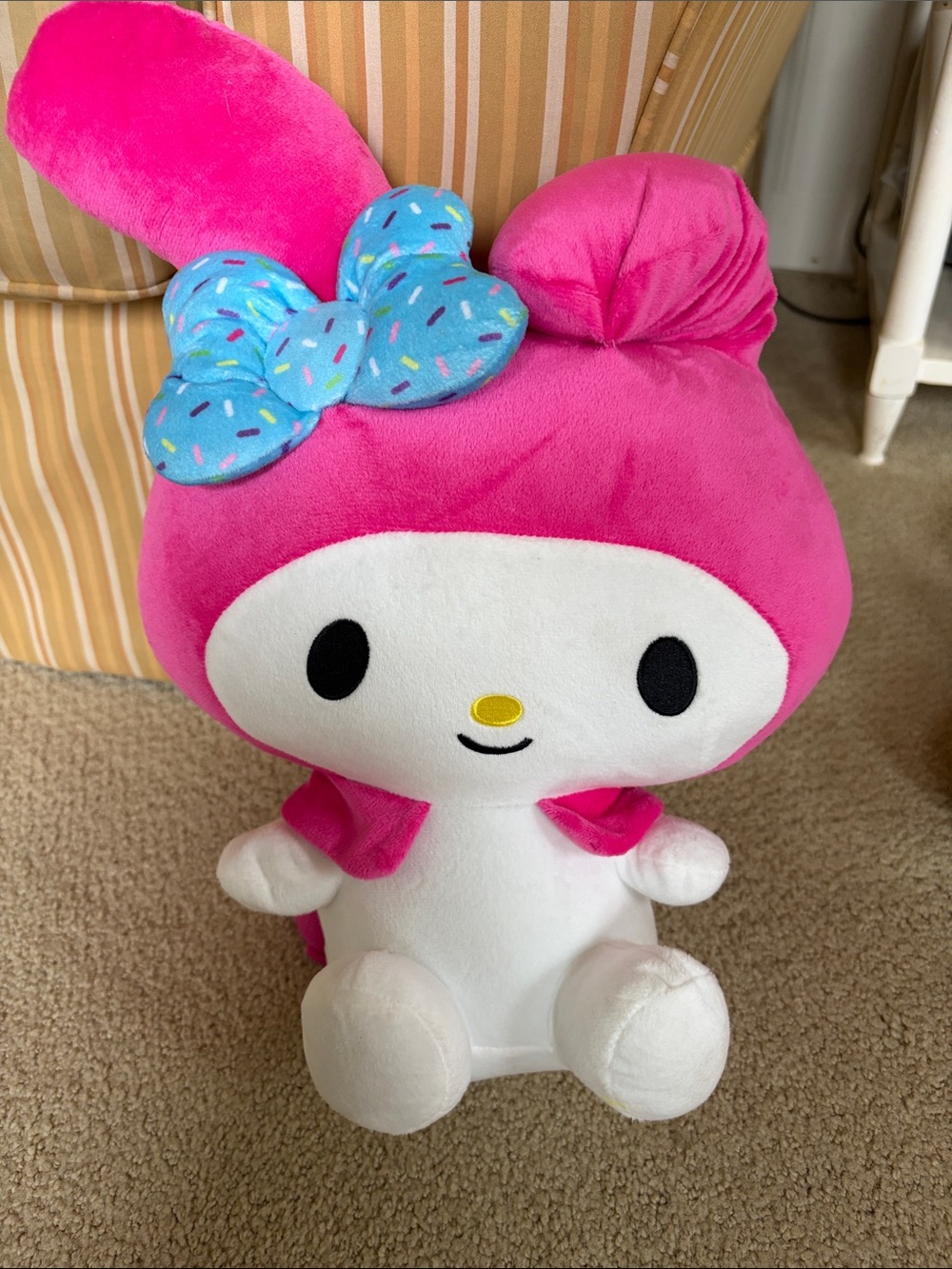 Hello Kitty Pink and White Plush with Blue Sprinkle Bow Accent backpack